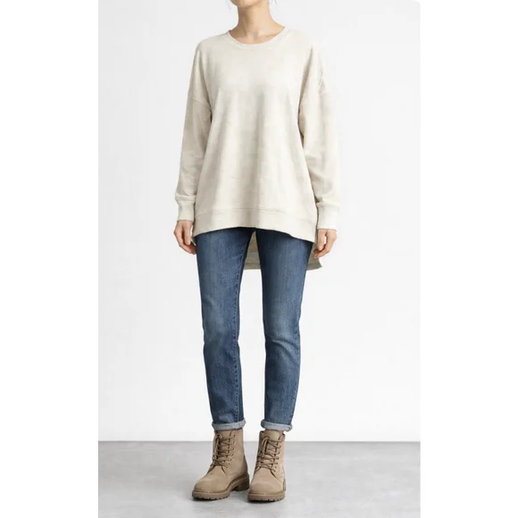 Women's ZENANA Cream Ribbed Sweatshirt M - Picture 5 of 5